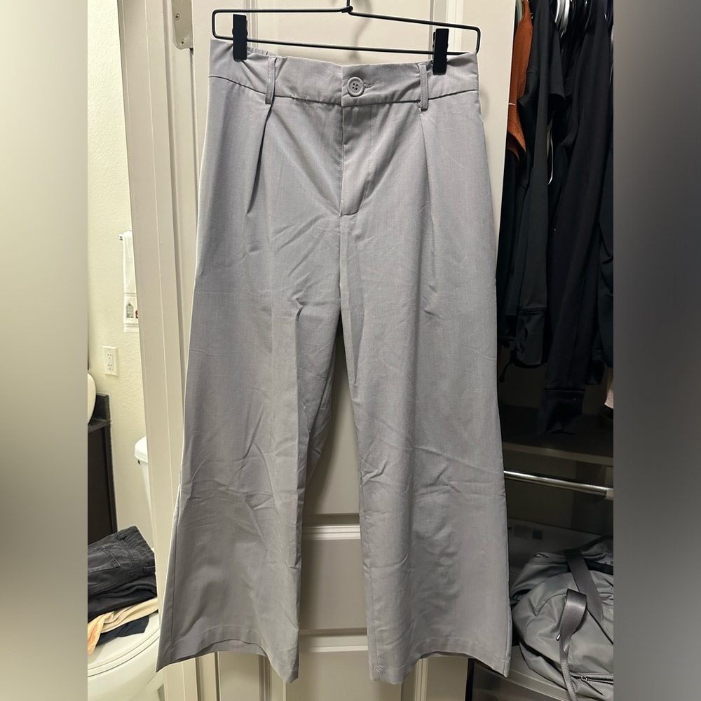Grey wide leg trousers